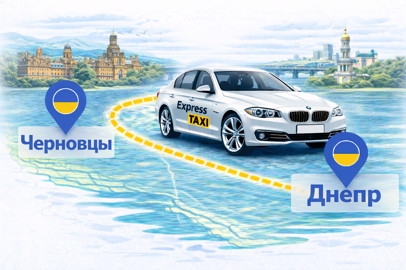 Черновцы → Днепр ᐈ Междугороднее такси по Украине