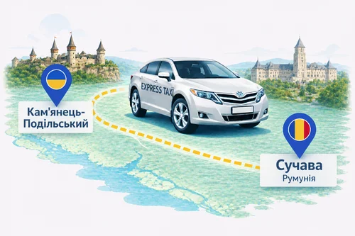 Міжнародне таксі Каменец-Подольский – Сучава за 130€ | Індивідуальний трансфер Express Taxi без пересадок